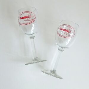 Vintage Aviation Wine Glasses Set of 2